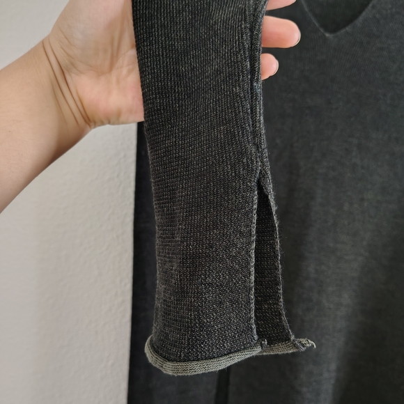 ZARA Knit Midi Dress Size M Charcoal Gray V-Neck Long Sleeve Asymmetrical - Picture 9 of 15